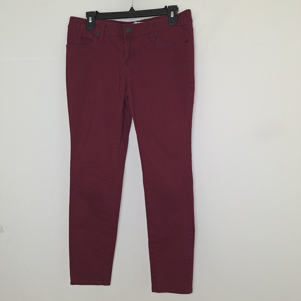 Whimsigoth No Boundaries 13 Burgundy Brick Skinny Pants Maroon Jeans Mid Rise
